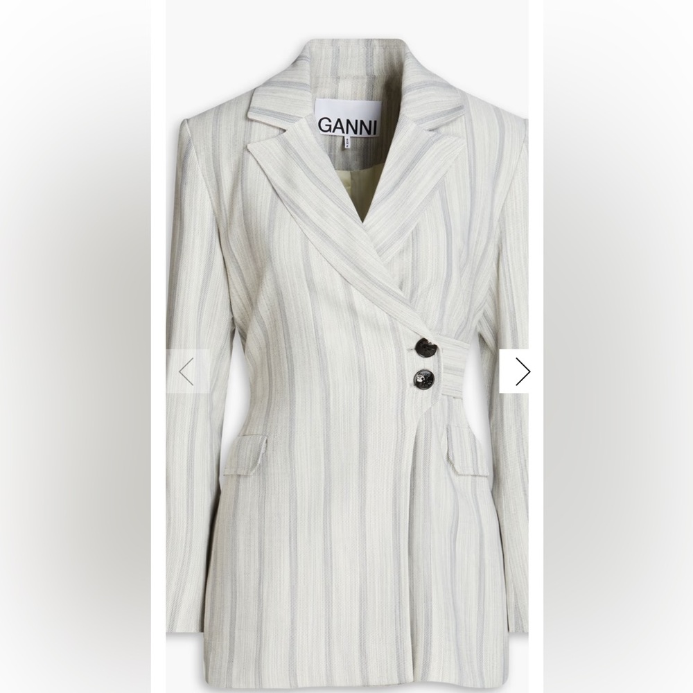 Ganni belted striped blazer
Light gray